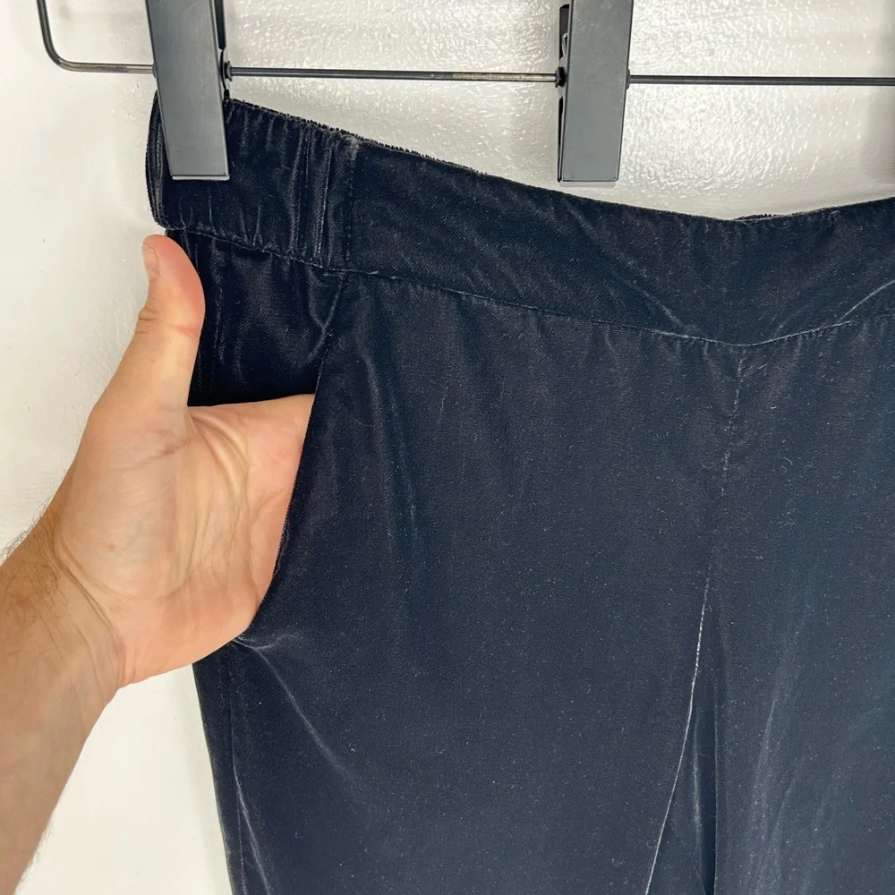 J. Crew Black Slim Elastic Waist Velvet Dress Pants Size 8 Pockets Career 33x26‎